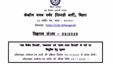 Photo of CSBC Bihar Constable , Jail Warder Vacancy : बिहार में कांस्टेबल और जेल वार्डर के 4182 पदों पर निकली भर्ती, 10 खास बातें